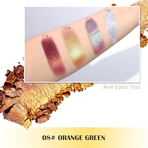 Duochrome Orange Green Glitter Eyeshadow Palette - Gold Variation
