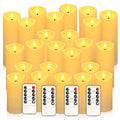 24 Pack Ivory Flickering Flameless Candles - Battery-Operated LED Decor Set - Size 2.2 xH 5,6,7 Inches - Perfect for Holidays & Events