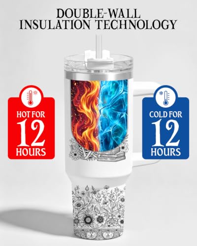 Skeleton Reading Books Tumbler 40oz with Handle - Halloween Gift - Skull Book Variation