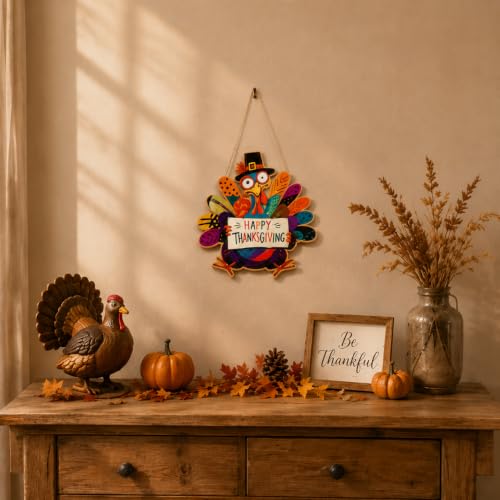 Thanksgiving Fall Decor Wooden Turkey Sign - Festive Home Wall & Door Decor