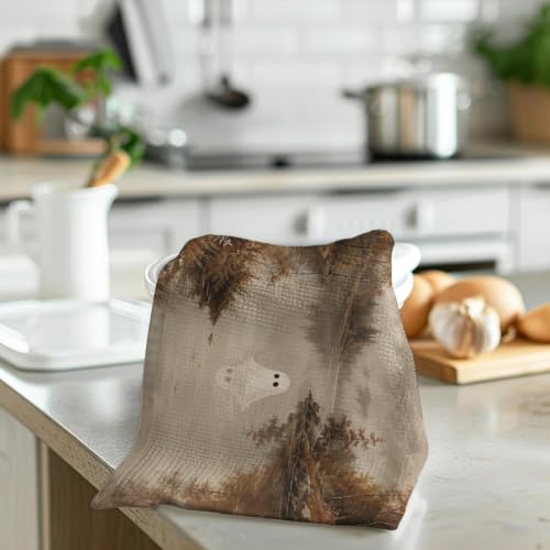 Ghost Kitchen Hand Towels Set of 2 - Rustic Fall Halloween Decor 16x24 Inch - Ghost-2