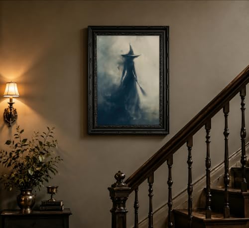 Witch Wall Art - Framed Moody Gothic Halloween Decor - 16 x 12 Inches