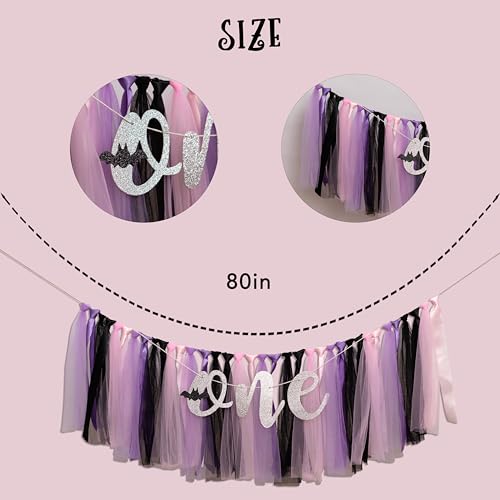 Halloween First Birthday Banner Spooky One Party Decorations - Reusable