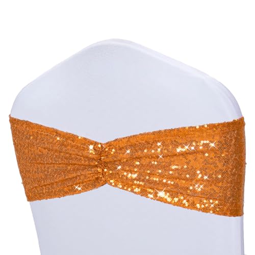 Orange Sequin Chair Sashes 14x6 Inch Pack of 50 - Wedding Party Decorations