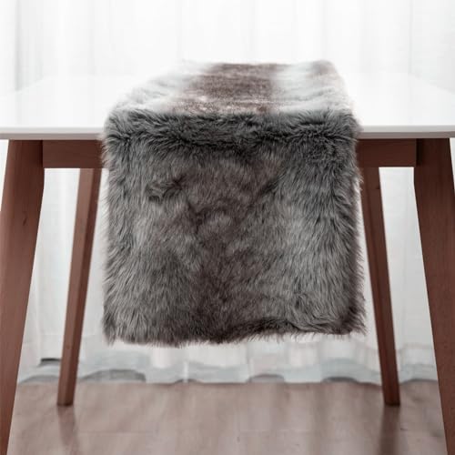 Faux Fur Christmas Table Runner Plush Holiday Decor for Dining & Home