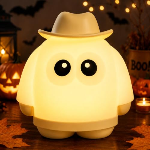 Halloween Ghost Night Light Dimmable Ghost Lamp for Spooky Decor - Yellow Variation