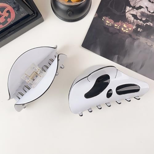 Halloween Ghost Face Hair Clips with Spooky Design - White Variation