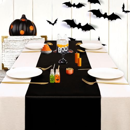Black Satin Table Runners 20 Pack 12x108 Inch - Elegant Home & Wedding Decor