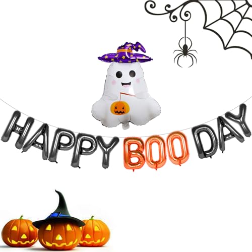 Halloween 16-Inch Foil Letter Balloons with Ghost Design for Party Decor