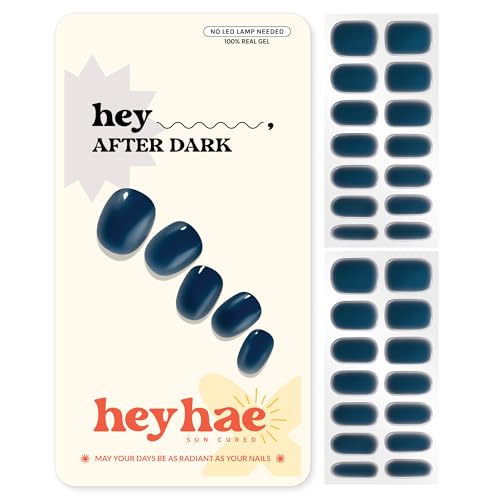 Semi Cured Gel Nail Strips - After Dark Navy Nail Wraps, Easy Sun & UV Cure