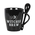 Gothic Black Witches Brew Mug and Spoon Set – Bone China Ceramic Coffee Cup