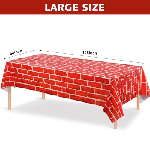 6-Pack Red Brick Tablecloths for Christmas Holiday Party Decor - 54x108 Inches