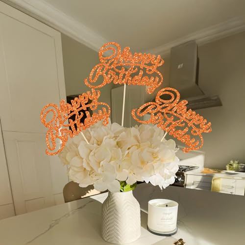 Ephlyn 12Pcs Happy Birthday Centerpiece Sticks Orange Party Decorations