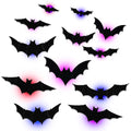 Halloween LED Bat Wall Stickers Set - 12 Bats in 5 Sizes, Reusable & Easy to Install