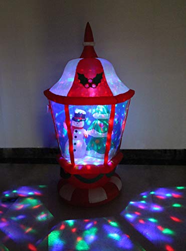 6 FT Outdoor Inflatable Christmas Lantern with Snowman & Tree, Color-Changing LED