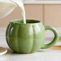 Green Pumpkin Ceramic Tea Mug - Large 17oz Halloween Fall Coffee Cup with Handle