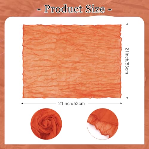 Orange Cheesecloth Napkins Set of 12 Fall Dinner Table Decor - Rustic Chic
