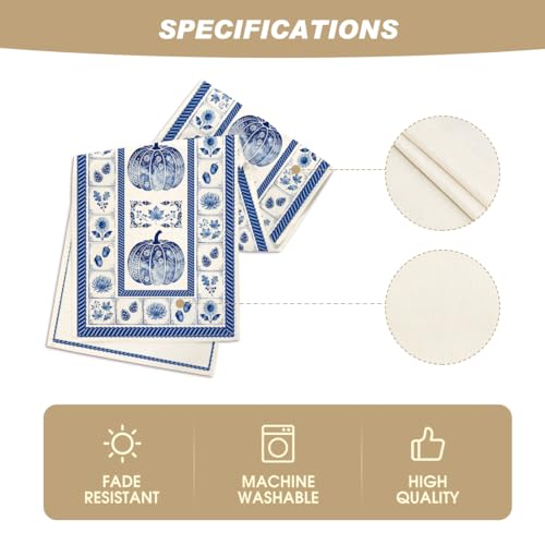 Artoid Mode 13x108 Inch Fall Table Runner Blue for Home & Party Decor