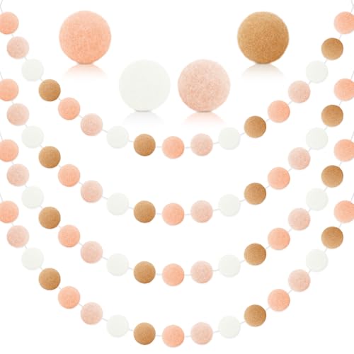 Boho Pom Pom Garland Set - Felt Ball Decor, 8M Length, 4 Strings, Stylish Party & Home Decoration