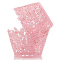 Pink Cupcake Wrappers 50Pcs Lace Laser Cut Cake Paper Wraps for Wedding Party