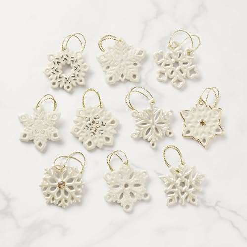 Lenox Snowflake 10-Piece Mini Christmas Hanging Ornament Set - Holiday Decor