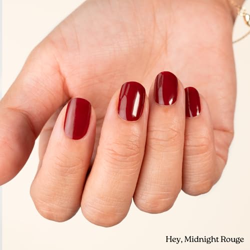 Heyhae Semi Cured Gel Nail Strips - Midnight Rouge, 28 Pieces with Nail Tools