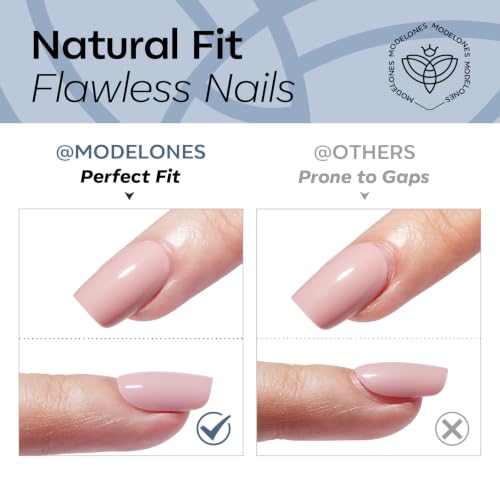 modelones Coffin Press On Nails Short Fake Nails Black A5