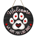Paw Welcome Dog Front Door Sign - Farmhouse Wooden House Decor