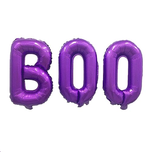 Purple Boo Foil Balloons Set - Halloween 16 Inch Bunting Banner Decorations