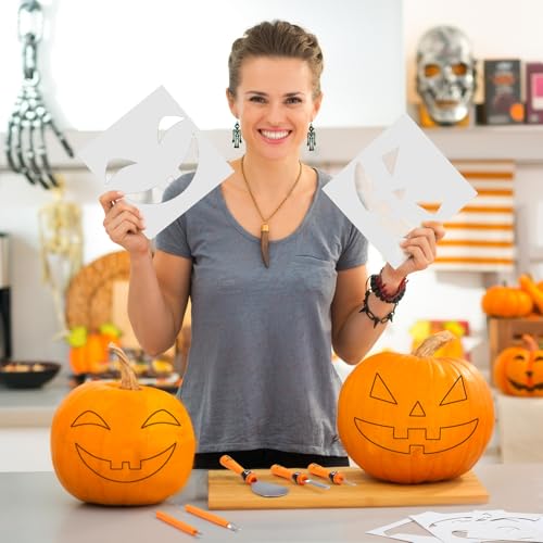 13-Piece Halloween Pumpkin Carving Kit with Stencils - Heavy Duty Stainless Steel Tools