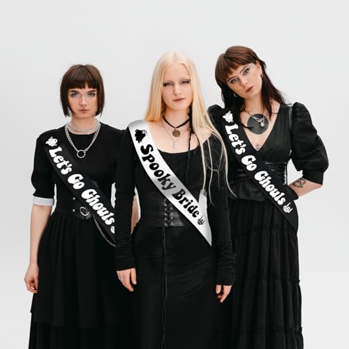 Halloween Bridal Sash Set - Spooky Bride and Bridesmaid Sashes for Gothic Bachelorette Party