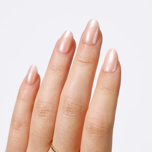 PILOLO Pearl Chrome Press On Nails Short Almond - Champagne Nude Variation