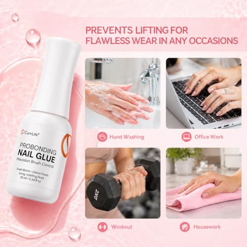 Press-On Nail Glue with Precision Brush - Strong Bond, Easy Removal, 10ml