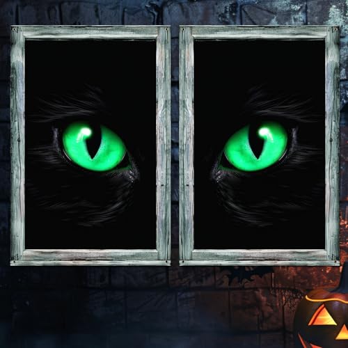 Halloween Black Cat Window Curtains - Spooky Decor for Home & Party