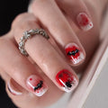 CurvLife Extra Short Square Press-On Nails - Crimson Haunt Red, Reusable Gel Set