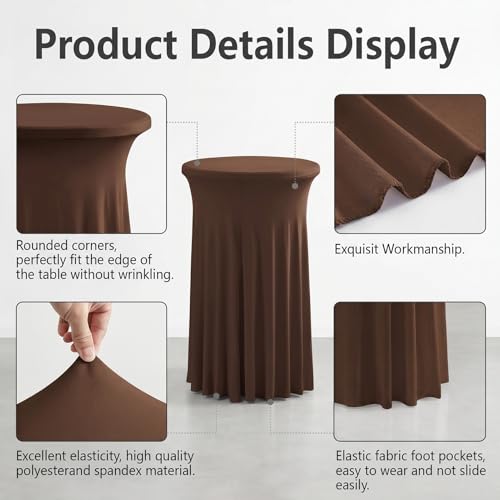 ArtSocket Brown 32x43 Inch Ruffle Skirt Cocktail Table Cover 2-Pack