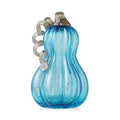 Hand Blown Glass Pumpkin Decor - 8.5-Inch Blue Fall Centerpiece for Thanksgiving & Halloween