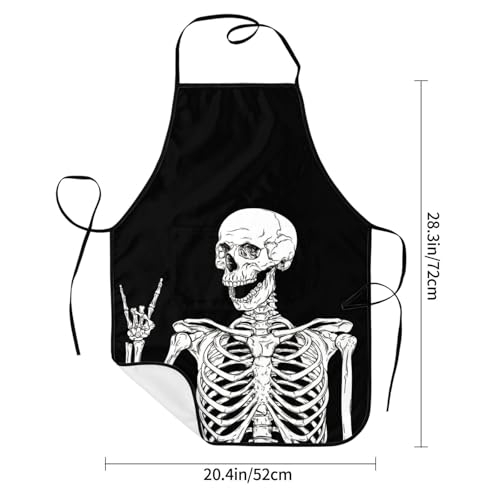 Waterproof Kitchen Apron for Women Men with Big Pocket - One Size Human Skeleton Variation