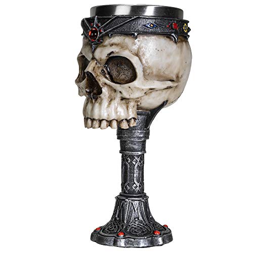 Gothic Skull Wine Goblet with Removable Stainless Steel Insert - Handcrafted 7 fl oz