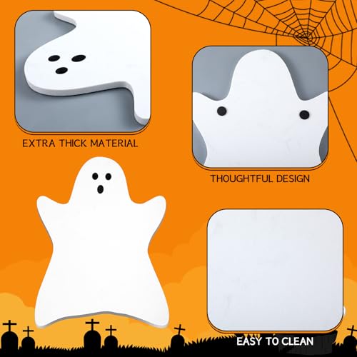 Halloween Ghost Marble Cheese Board - White Marble Charcuterie Platter, 11.8x9.8 Inch, Decorative Serving Tray for Halloween & Festive Parties