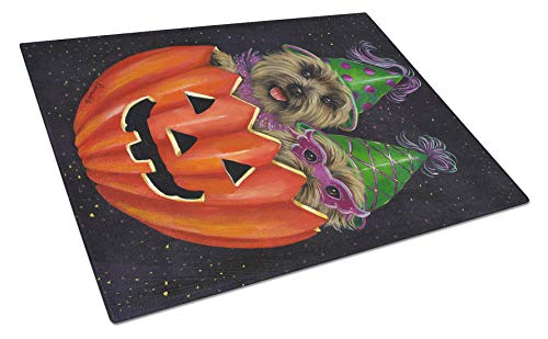 Large Tempered Glass Cutting Board - Cairn Terrier Halloween PeekaBoo Design - Kitchen Decor & Serving