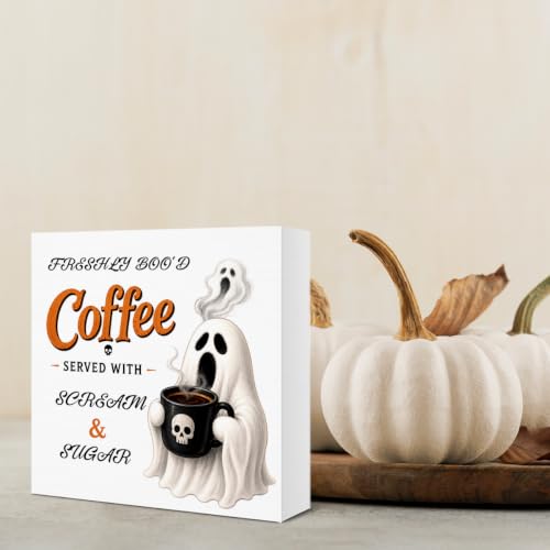 Halloween Kitchen Decor Ghost Coffee Wooden Sign - Variation of THIS Listing