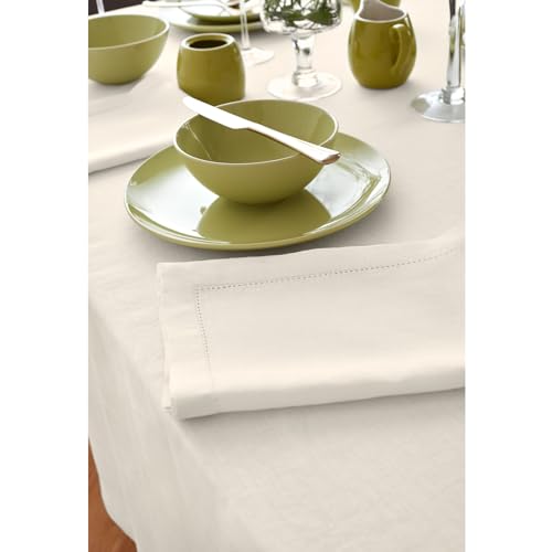 Rectangular Linen Tablecloth - Ivory Sonoma 70 x 90 in, 100% Pure European Flax