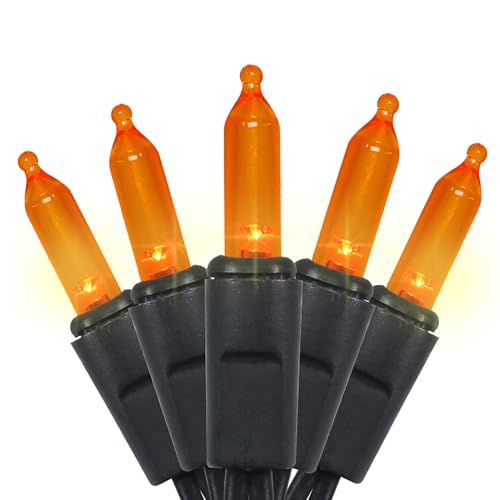 Orange LED Halloween String Lights - 35 Count, Indoor/Outdoor, Connectable, 11 Feet Black Wire