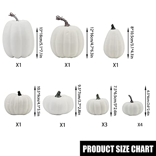White Artificial Pumpkins 12PCS Assorted Sizes Foam Fall Decor - Halloween Thanksgiving