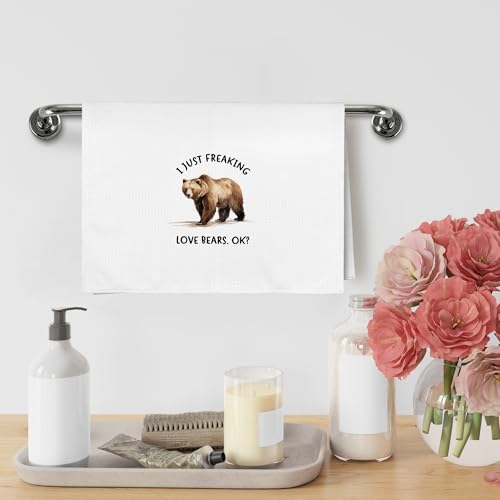 Funny Bear Kitchen Towels - Rustic Camping Bathroom & Kitchen Decor - 16x24 Inches - Bear Variation