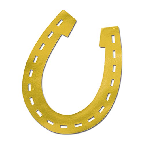 Gold Horseshoe Party Decorations - Western & Derby Theme Cutouts, 17 Inches