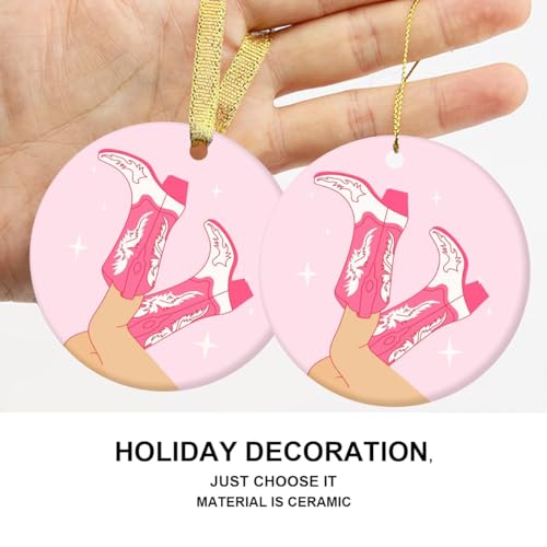 Christmas Ornament with Female Cowboy Legs in Boots - Holiday Decor