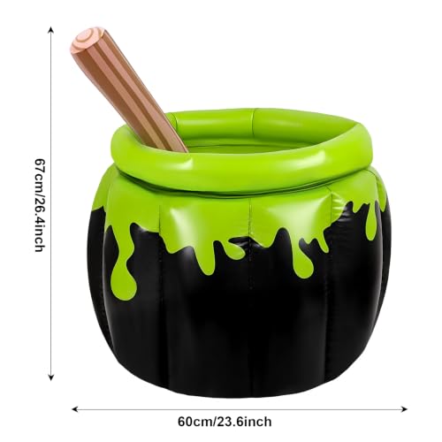Inflatable Witch Cauldron Beverage Cooler - Leak-Proof Pool & Halloween Party Ice Bucket