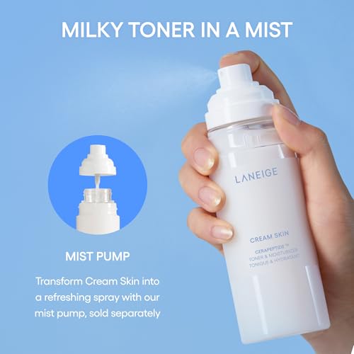LANEIGE Cream Skin Toner & Moisturizer Refill: Lightweight Refillable Korean Milky Toner with Ceramide & Peptide for Hydration, Firming, & Barrier Support